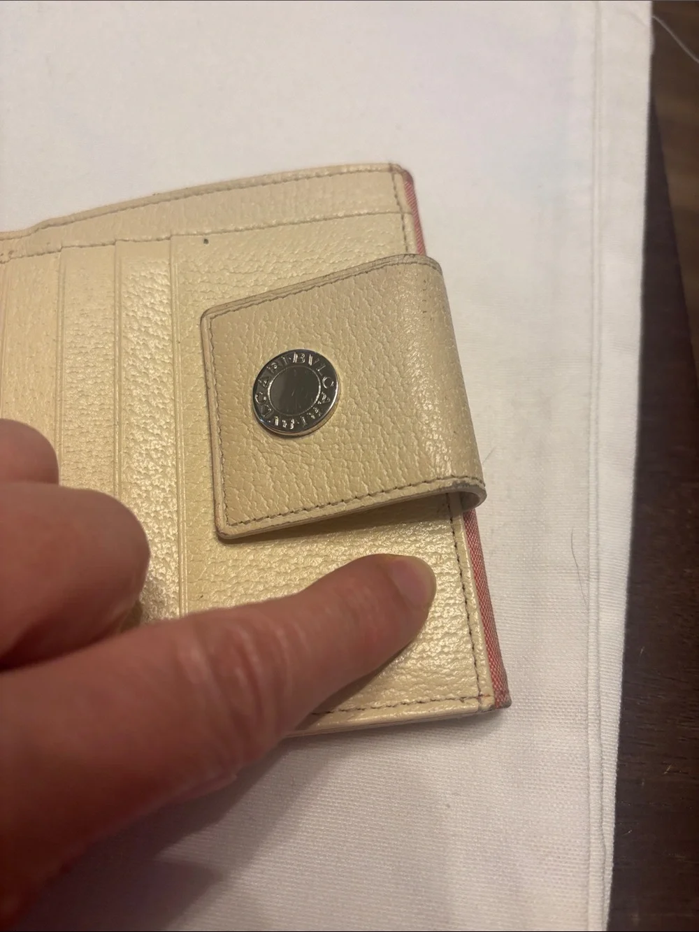 Bvlgari pink  Logo Canvas Fold Wallet with Cream Snap